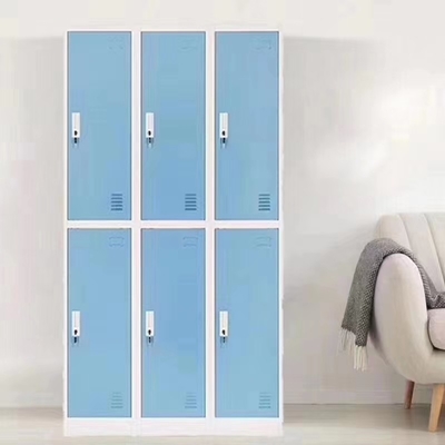 Hospital Furniture Metal Lockers 6 Door Steel Locker 0.6mm  Thick Multipurpose