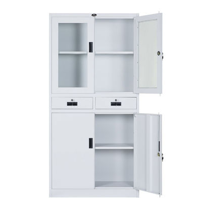 RAL Color 0.6mm Cold Rolled Steel Glass Door Filing Cabinet