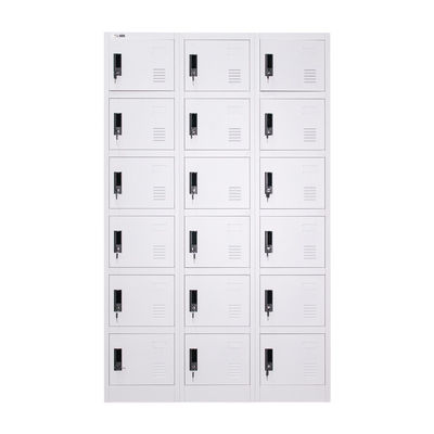 18 Doors White Metal Lockers Cold Rolled Steel Plate Material