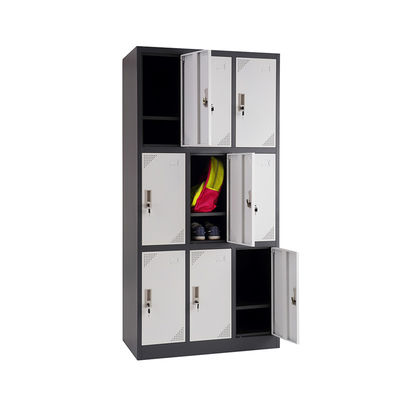 9 Doors Waterproof Metal Lockers RAL Color Powder Coated 0.6mm