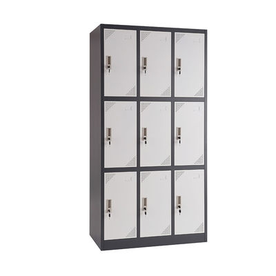 9 Doors Waterproof Metal Lockers RAL Color Powder Coated 0.6mm