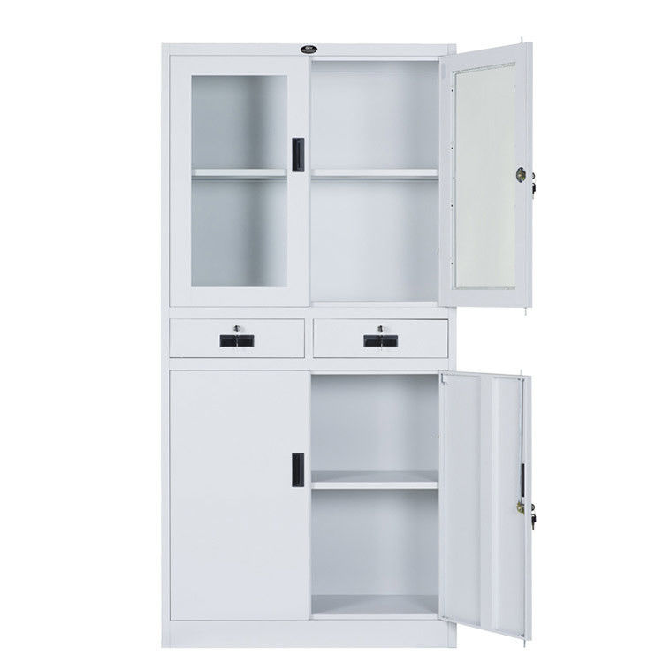 RAL Color 0.6mm Cold Rolled Steel Glass Door Filing Cabinet